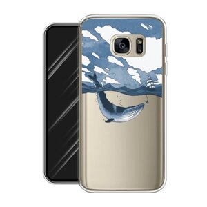 Силиконовый чехол на Samsung Galaxy S7 edge / Самсунг Галакси S7 edge "Большой кит", прозрачный
