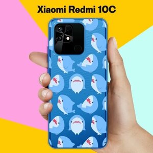 Силиконовый чехол на Xiaomi Redmi 10C Акулы / для Сяоми Редми 10Ц