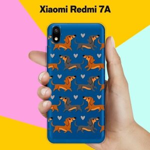 Силиконовый чехол на Xiaomi Redmi 7A Узор из такс / для Сяоми Редми 7А