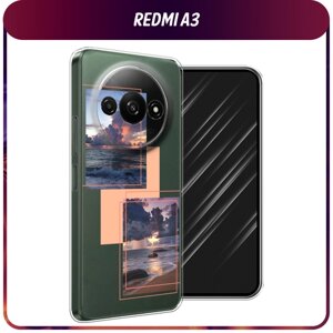 Силиконовый чехол на Xiaomi Redmi A3/Poco C61 / Сяоми Редми А3/Поко С61 "Sky collage", прозрачный
