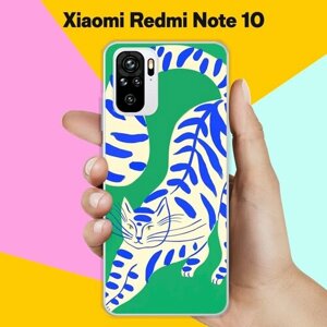 Силиконовый чехол на Xiaomi Redmi Note 10 Кот на зеленом / для Сяоми Редми Ноут 10