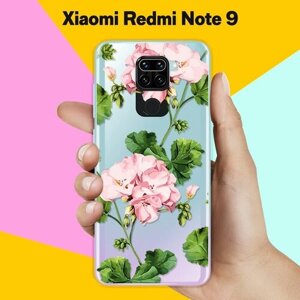 Силиконовый чехол Розовые цветы на Xiaomi Redmi Note 9