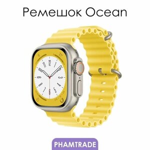 Силиконовый ремешок для Apple Watch 42 мм, 44, 45 mm, 49/ браслет на эпл вотч Apple Watch Ultra, series 1 2 3 4 5 6 7 8 /SE/SE 2022 / ocean band