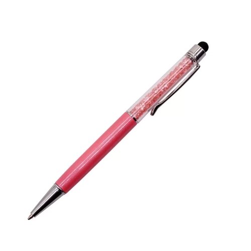 Стилус универсальный 2 в 1+ ручка, с кристаллами (розовый)