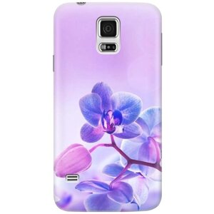 Ультратонкий силиконовый чехол-накладка для Samsung Galaxy S5 с принтом "Лиловые орхидеи"