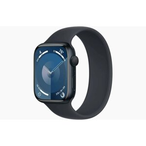 Умные часы Apple Watch Series 9 45 мм из алюминия цвета «тёмная ночь», силиконовый ремешок Solo «темная ночь»размер 7)