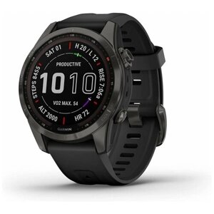 Умные часы Garmin Fenix 7S Sapphire Solar Carbon Gray Titanium with Black Band