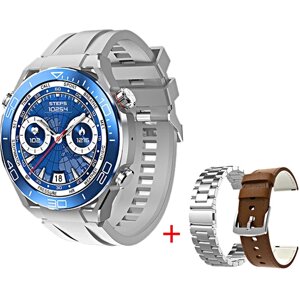 Умные часы мужские Smart Watch HW5 MAX, Смарт-часы с 3 ремешками, Экран 1.52, iOS, Android, Bluetooth, Звонки, Cеребристый, WinStreak