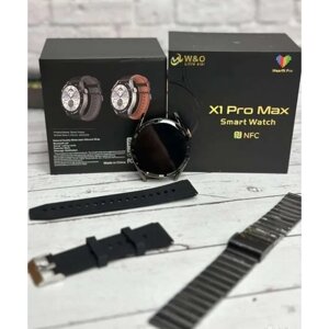 Умные часы X1 PRO MAX Smart Watch 2023 круглые мужские, iOS, Android, Черный