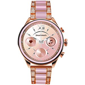 Умные часы женские GEN11 Smart Watch 42 MM, 2 ремешка, 1.29 IPS, iOS, Android, Bluetooth звонки, Уведомления, Золотистый/Розовый