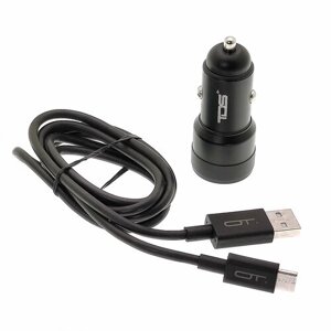 Зарядное устройство автомобильное USB + кабель Type-C 1.2м (PD20W+QC3.0, 3000mA) TDS TS-CAU55 Черный