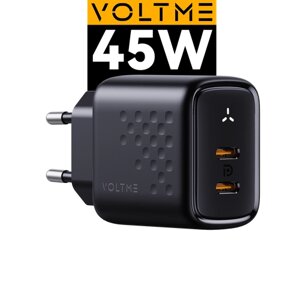 Зарядное устройство VOLTME Revo 45 Duo CC GaN, 45W, блок питания USB Type C, быстрая зарядка для телефона iPhone iPad Samsung сетевой адаптер, черный