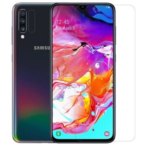 Защитная пленка MyPads (только на плоскую поверхность экрана, НЕ закругленная) для телефона Samsung Galaxy A70 / A70s SM-A705F (2019) глянцевая
