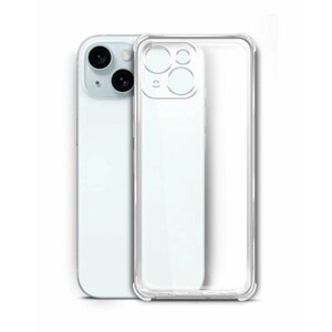 Защитный чехол на iPhone 15 Plus противоударный / прозрачный / с защитой камеры / силиконовый / тонкий для айфон 15 плюс