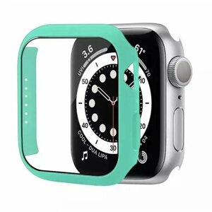 Защитный пластиковый чехол (кейс) Apple Watch Series 1 2 3 (Эпл Вотч) 42 мм для экрана/дисплея и корпуса противоударный бампер бирюзовый