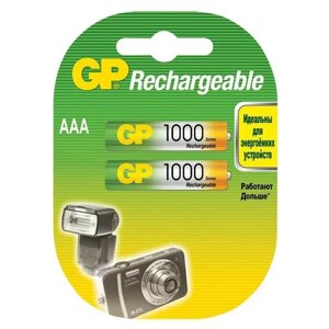 Аккумулятор GP ni-mh, тип AAA, 1000 mah (100AAAHC-2CR2) 2 шт