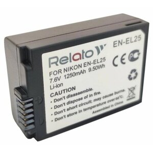 Аккумулятор Relato EN-EL25 (7.6V, min 1250mAh, Li-ion) для Nikon Zfc, Z50