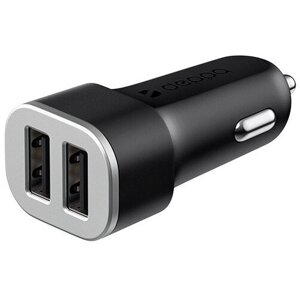 Автомобильное зарядное устройство Deppa (2 USB-A, 4.8 А) (Чёрный / Black)