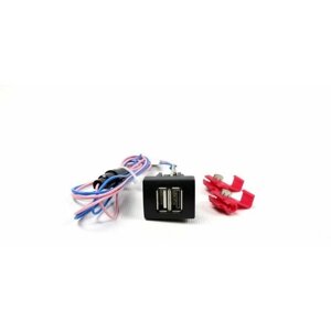 Автомобильное зарядное устройство двухгнездовое штатное Двойное USB вместо кнопки Лада Приора, Калина 2, Гранта, Датсун (2 слота)