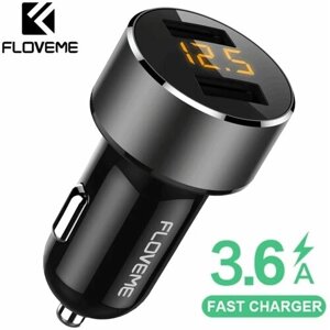 Автомобильное зарядное устройство FLOVEME / 18 Вт для iPhone, Samsung, xiauomi/ Быстрая зарядка