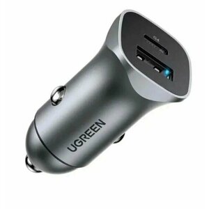Автомобильное зарядное устройство UGREEN CD130 24W Dual Port Fast Car Charger USB-A, QC Car Charger серый космос