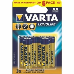 Батарейка AA щелочная Varta LR6-6BL Longlife в блистере 6шт.