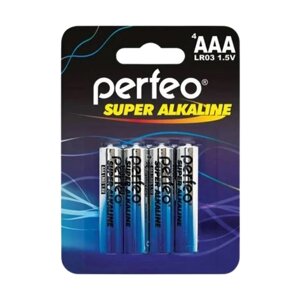 Батарейка алкалиновая мизинчиковая Perfeo LR03 AAA/4BL Super Alkaline, комплект 24 штуки
