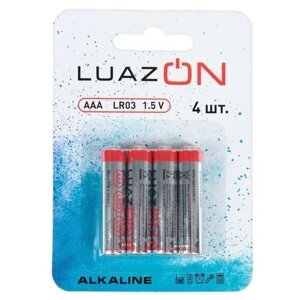 Батарейка алкалиновая (щелочная) LuazON, AAA, LR03, блистер, 4 шт
