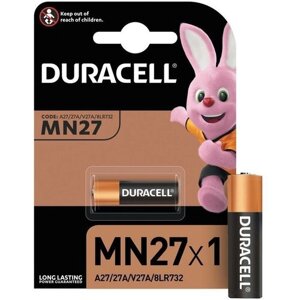 Батарейка Duracell A27/MN27 (12 В) алкалиновая, для сигнализации (блистер, 10шт.) (81242361)