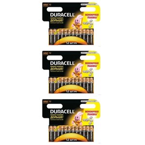 Батарейка Duracell Basic AAA, 3 уп., в упаковке: 12 шт.