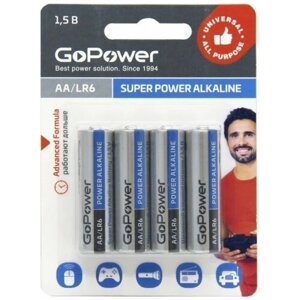 Батарейка GoPower LR6 AA BL4 Alkaline 1.5V 00-00015601