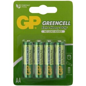 Батарейка GP Greencell AA (R6) 15S солевая, BL4, 16 штук, 267815