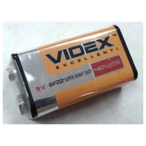 Батарейка крона - Videx 6F22 9V VID-6F22-1S (1 штука)