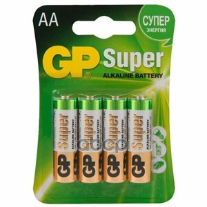 Батарейка lr06/aa "gp" super (блистер, алкалиновая) (4 шт.) GP batteries арт. GP 15A-2CR4