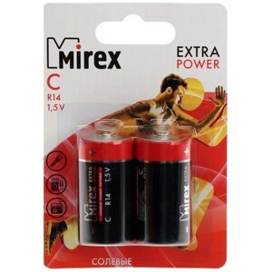 Батарейка солевая Mirex, C, R14-2BL, 1.5В, блистер, 2 шт.