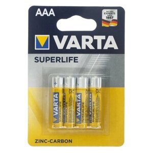 Батарейка солевая Varta SuperLife, AAA, R03-4BL, 1.5В, блистер, 4 шт.