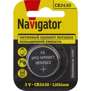Батарейки литиевые Navigator CR2430 93 828 NBT-CR2430-BP1, упаковка 12 шт.