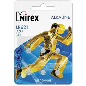 Батарейки щелочная Mirex AG1 / LR621 1,5V 6 шт , ecopack