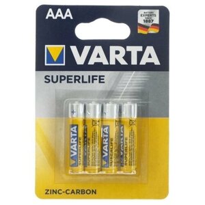 Батарейки солевая Varta SuperLife, AAA, R03-4BL, 1.5В, блистер, 4 шт.