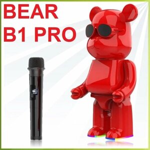BEAR B1 PRO (Red) - беспроводная Bluetooth колонка с функцией караоке, пульт ДУ
