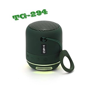 Беспроводная портативная Bluetooth колонка TG294, LED подсветка, FM-радио, TF, USB, IPX5, Зеленый