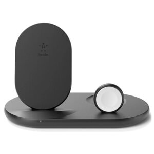 Беспроводная зарядная станция Belkin Boost Charge 3-in-1 Wireless Charger for Apple Devices, мощность Qi: 7.5 Вт, черный