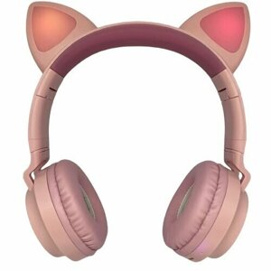 Беспроводные детские наушники со светящимися ушами ZW-038 - капитан америка, розовый