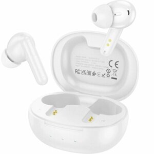 Bluetooth наушники вкладыши с микрофоном Borofone BW48 TWS White, беспроводная гарнитура, белая