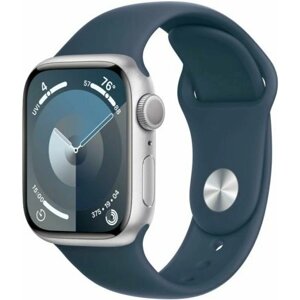Часы Apple Watch S9 45mm silver aluminium with storm blue sport band