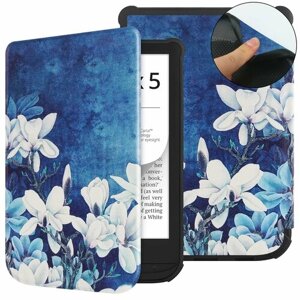 Чехол-книжка для Pocketbook 606 / 616 / 617 / 618 / 627 / 628 / 632 / 633, Blue flower