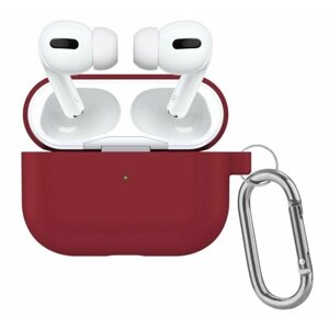 Чехол силиконовый с карабином для Airpods Pro 2, малиновый (13)