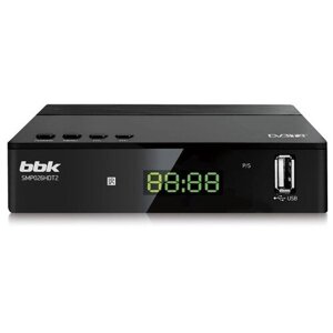 Цифровой телевизионный DVB-T2 ресивер BBK SMP026HDT2, черный, HDMI выход, USB флеш, пульт ДУ