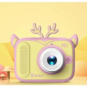 Детский фотоаппарат олень желтый, розовый