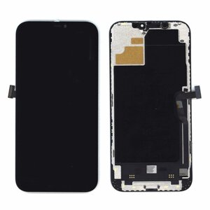 Дисплей (экран) Amperin в сборе с тачскрином для iPhone 12 Pro Max черный с рамкой (Soft Oled) / 2778x1284